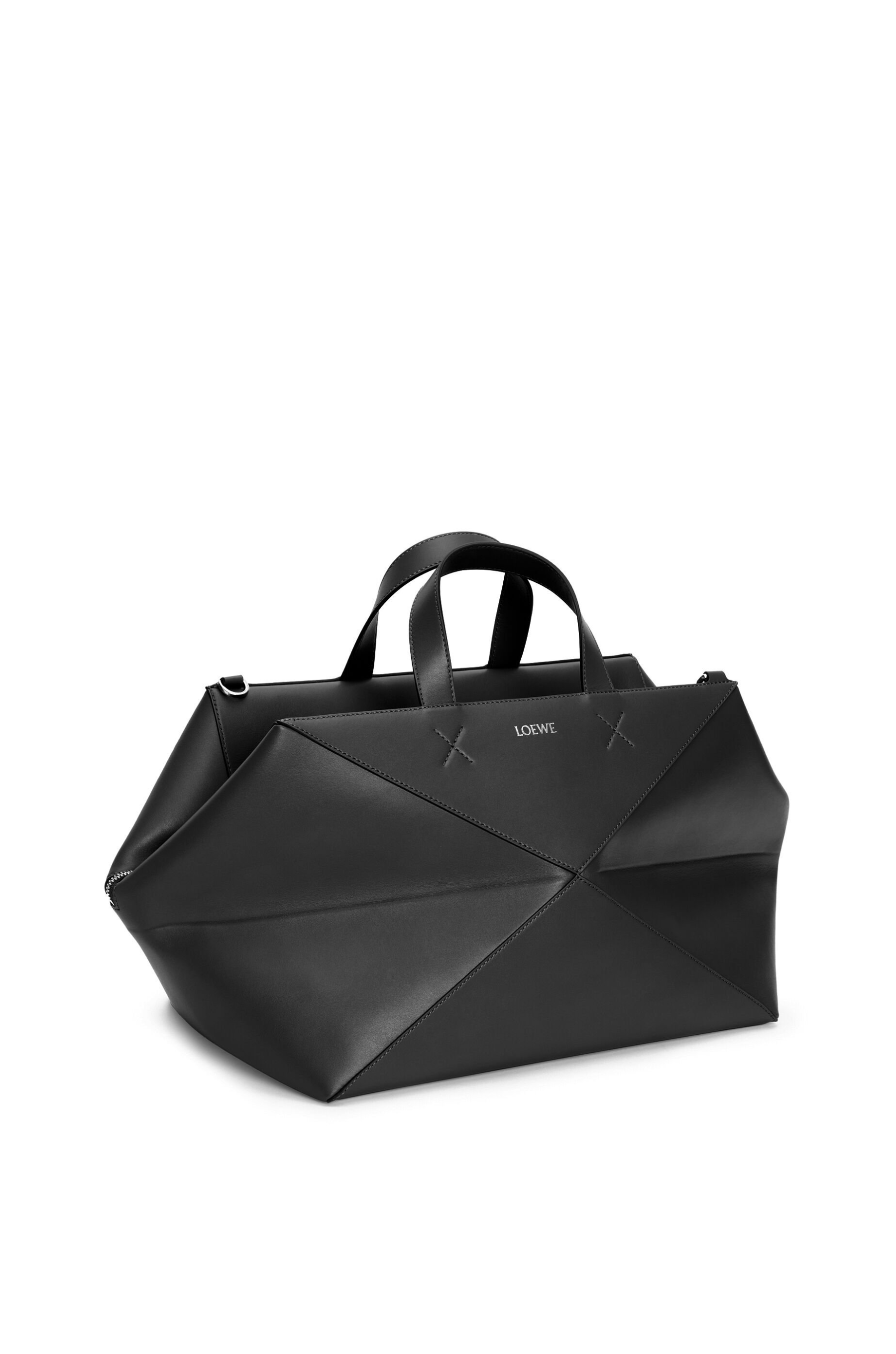 Medium Puzzle Fold duffle in shiny calfskin